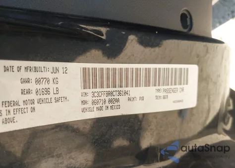 2012 Fiat 500 Sport from USA, damaged, VIN 3C3CFFBR0CT361041